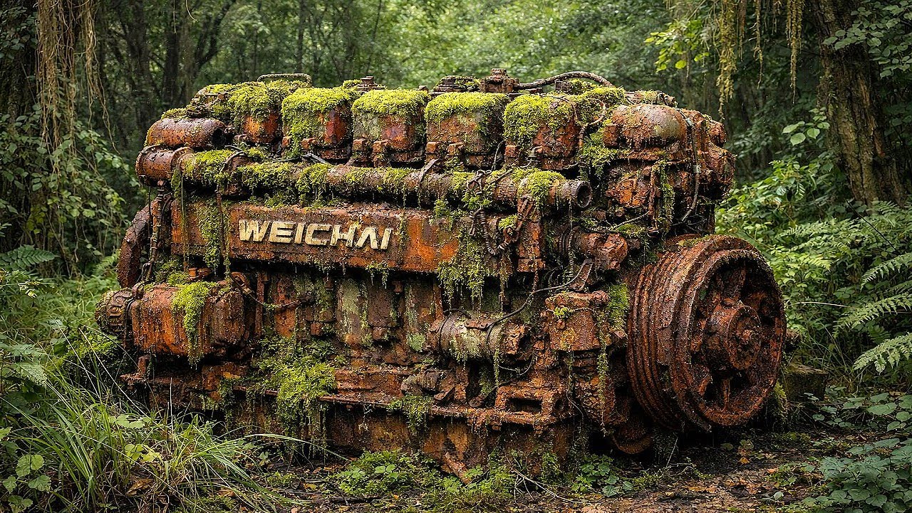 The Man Completely Restored The Engine Of A Sunken WEICHAI ship, A 6-cylinder Engine.