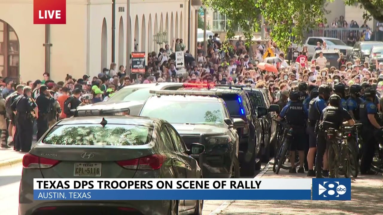 VIDEO: Texas DPS troopers on scene of rally at UT Austin