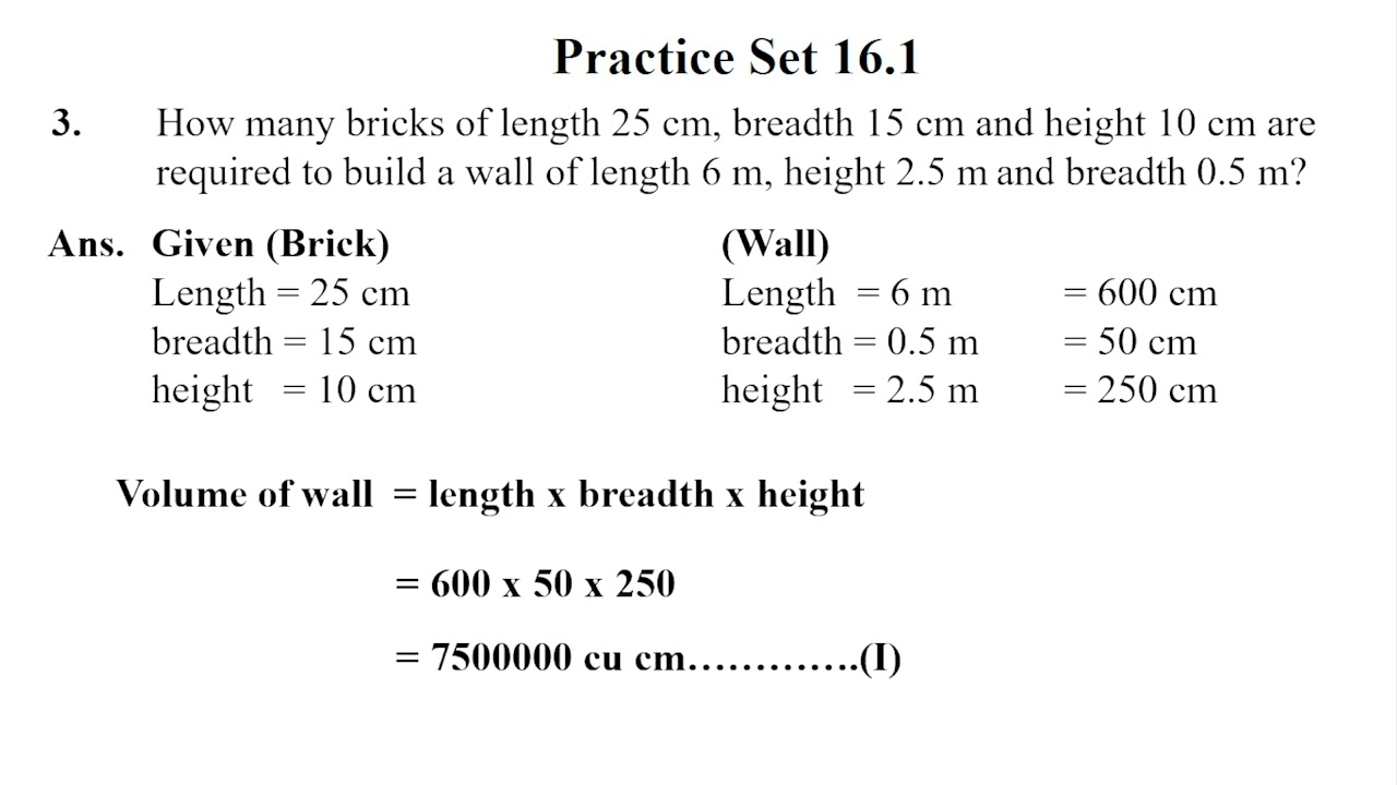 Practice Set 16.1 | 16.Surface area and Volume | Mathematics Online Classes | Padua High School |