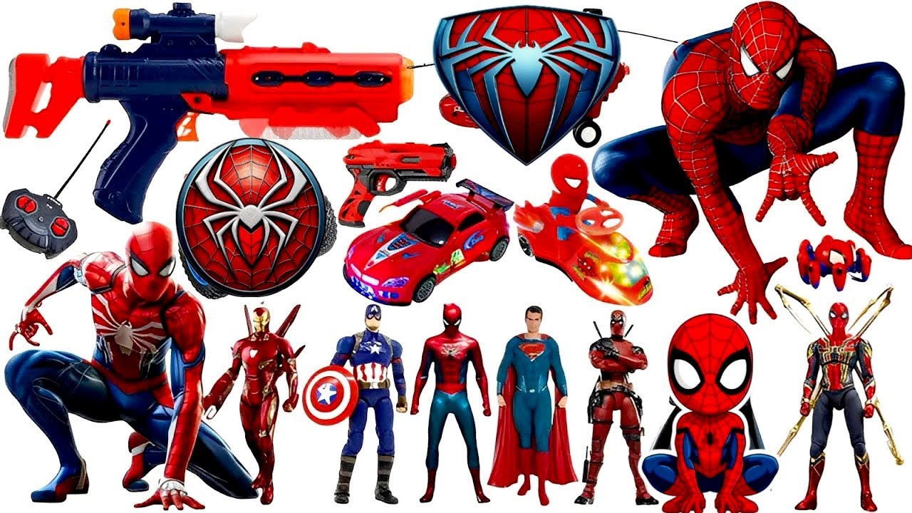 Marvel Spider-Man series unbox,popular Spider-Man action dolls,Spider-Man popular electric toys gun
