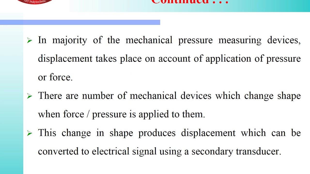 EJ   3I   EMI   Unit   V   5.3   Pressure Measurement