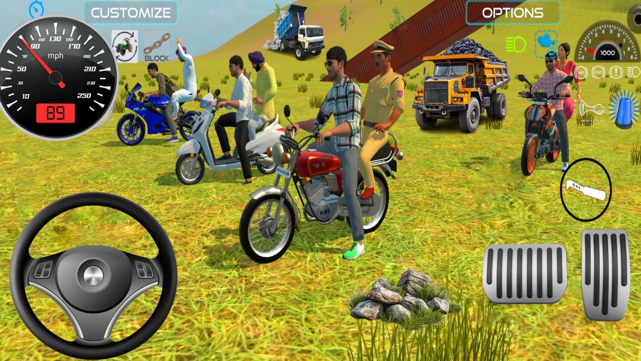 💥 Indian Bike V's police 🚨😱 Crazy chase Gameplay 🤯 R15 V3, Duke 390 bike stunts in desi rider #games