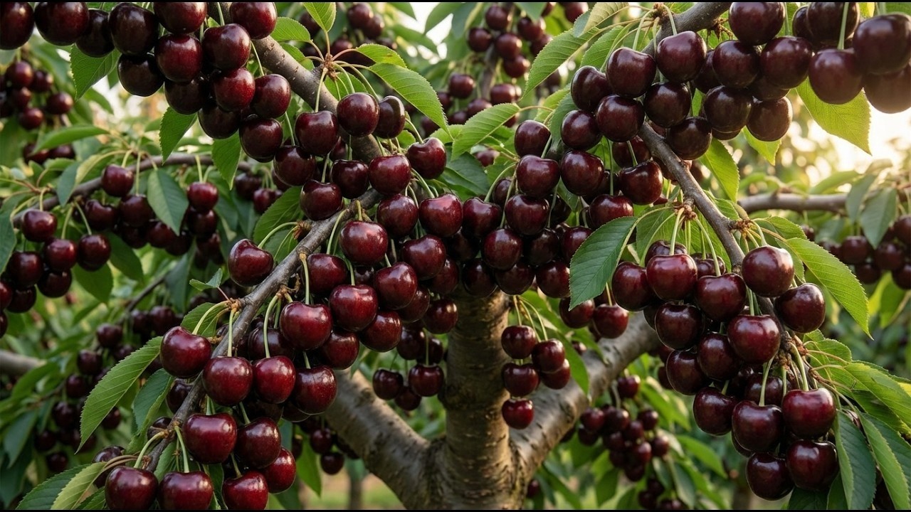 How Black Cherry Is Grown | From Flower to Giant Ripe Fruit Full Cycle