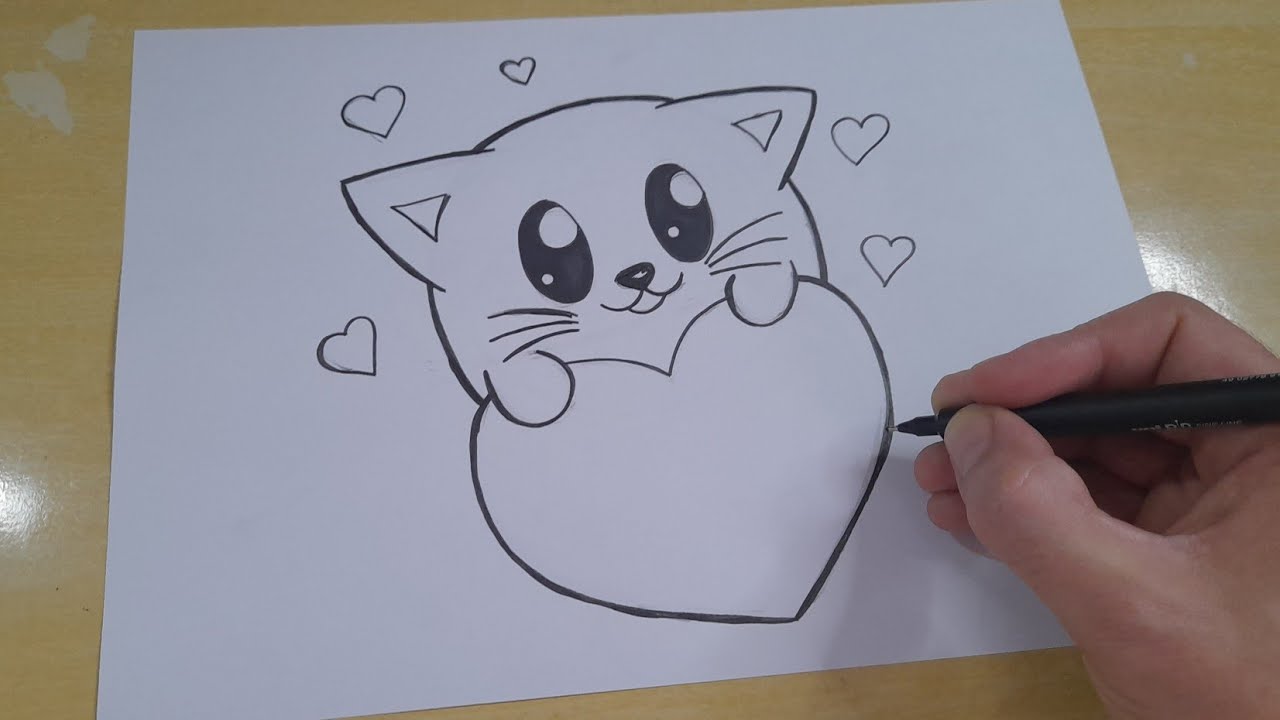 DESENHO PRA INICIANTE COMO DESENHAR GATO CHIBI