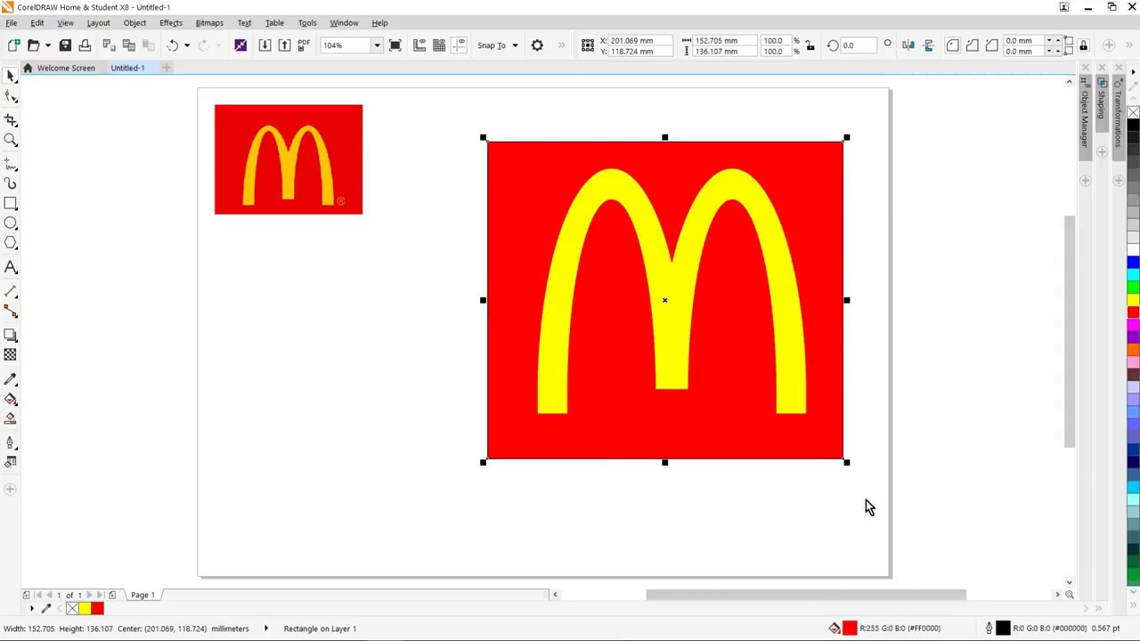 A simple way to draw McDonals logo using CorelDraw