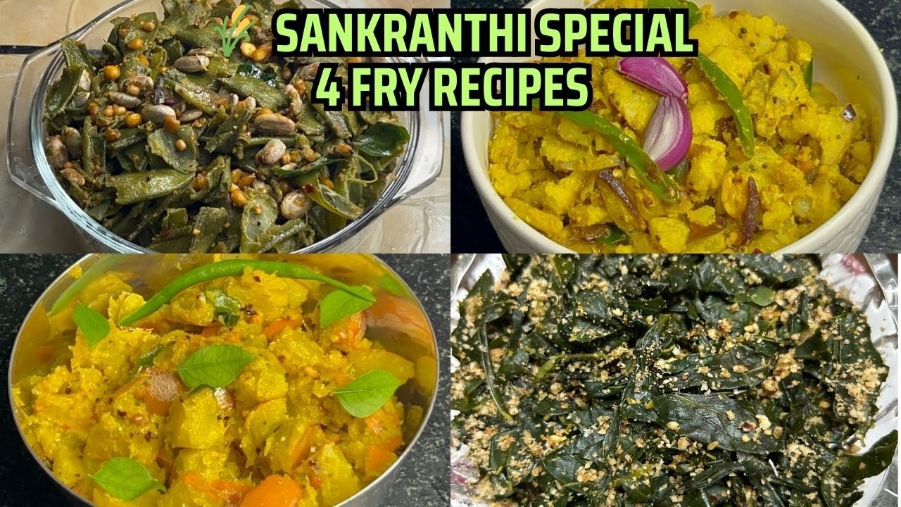 Makara Sankranthi Special Veg Fry Recipes | Pumpkin, Broad Beans, Raw Banana & Avisaku Fry