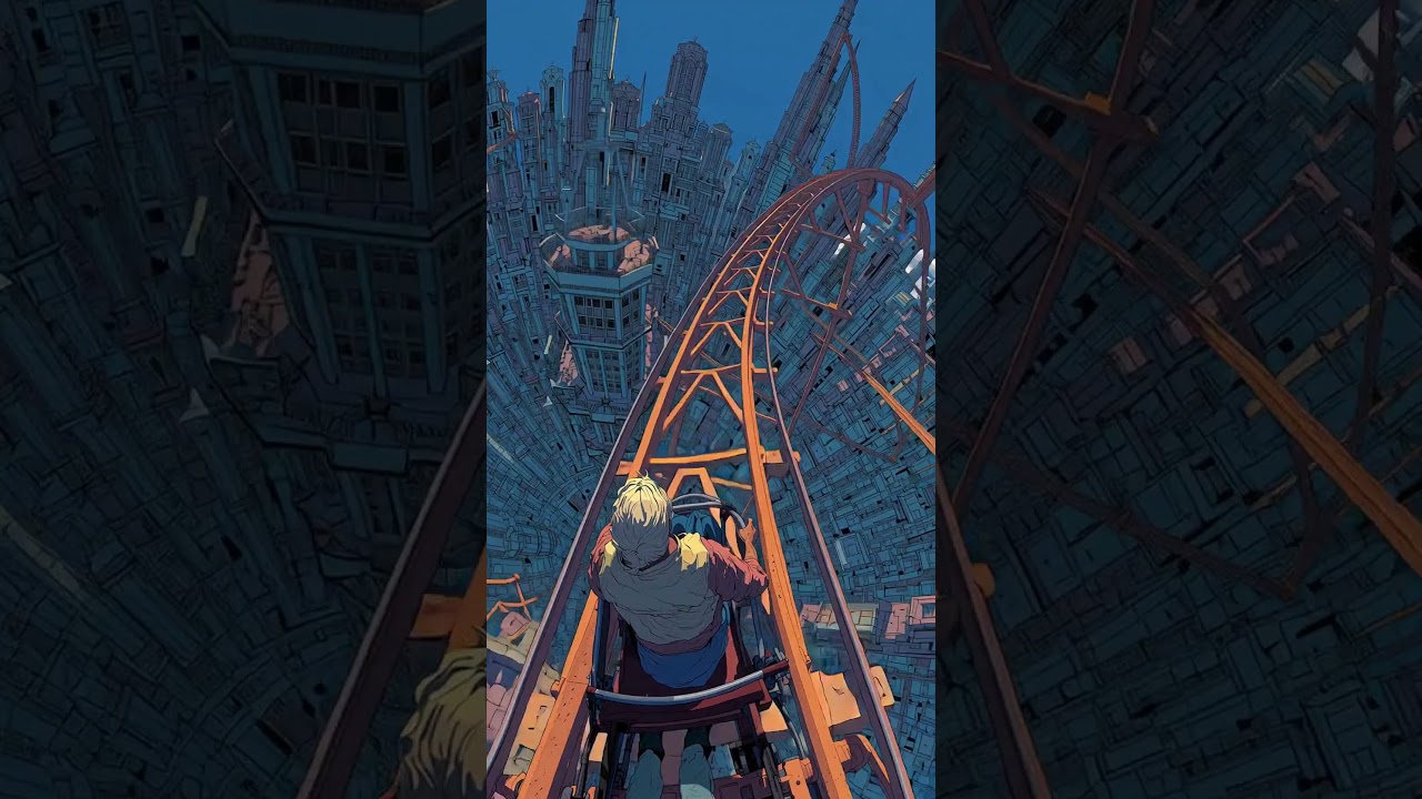 Epic Futuristic Roller Coaster POV 🎢  Moebius Style Surreal City Ride IMAX