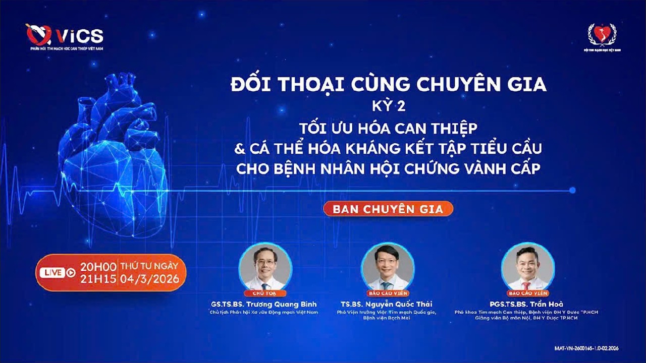 Số 2, ĐỐI THOẠI CÙNG CHUYÊN GIA: Tối ưu hóa Can thiệp & Cá thể hóa kháng kết tập tiểu cầu ở BN HCVC