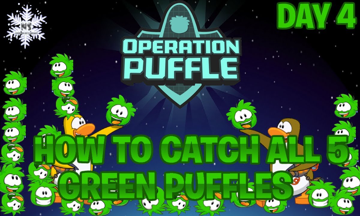 CLUB PENGUIN: OPERATION PUFFLE HOW TO CATCH ALL 5 GREEN PUFFLES(DAY 4)
