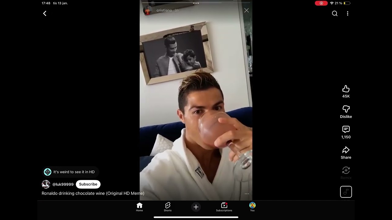 Ronaldo drinking Chocolate Wine (Meme) 