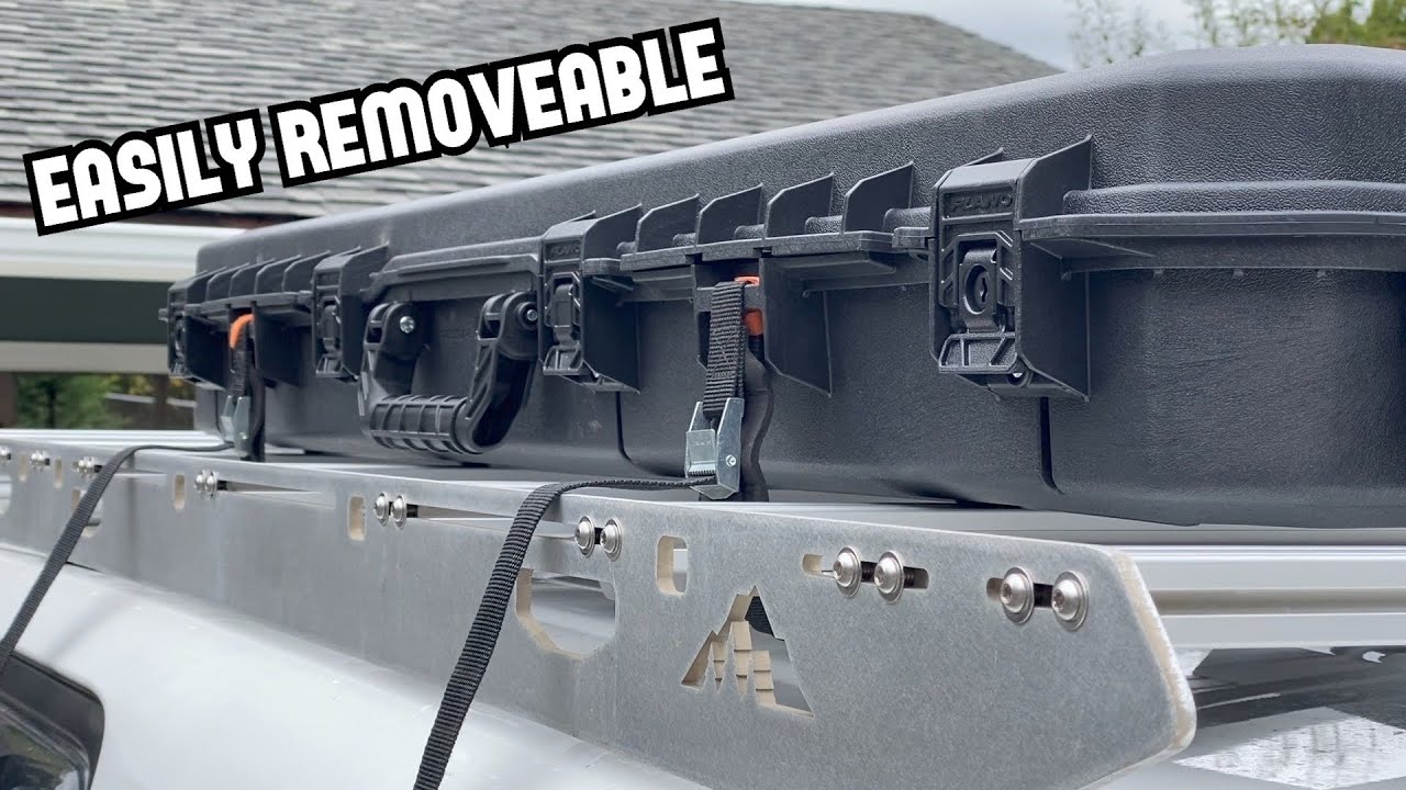 DIY easily removeable rifle case for roof rack using only wood tools (no welding) for recovery gear