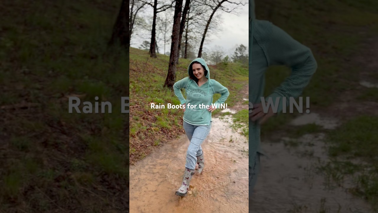 Mama got to try out her rain boots today! 