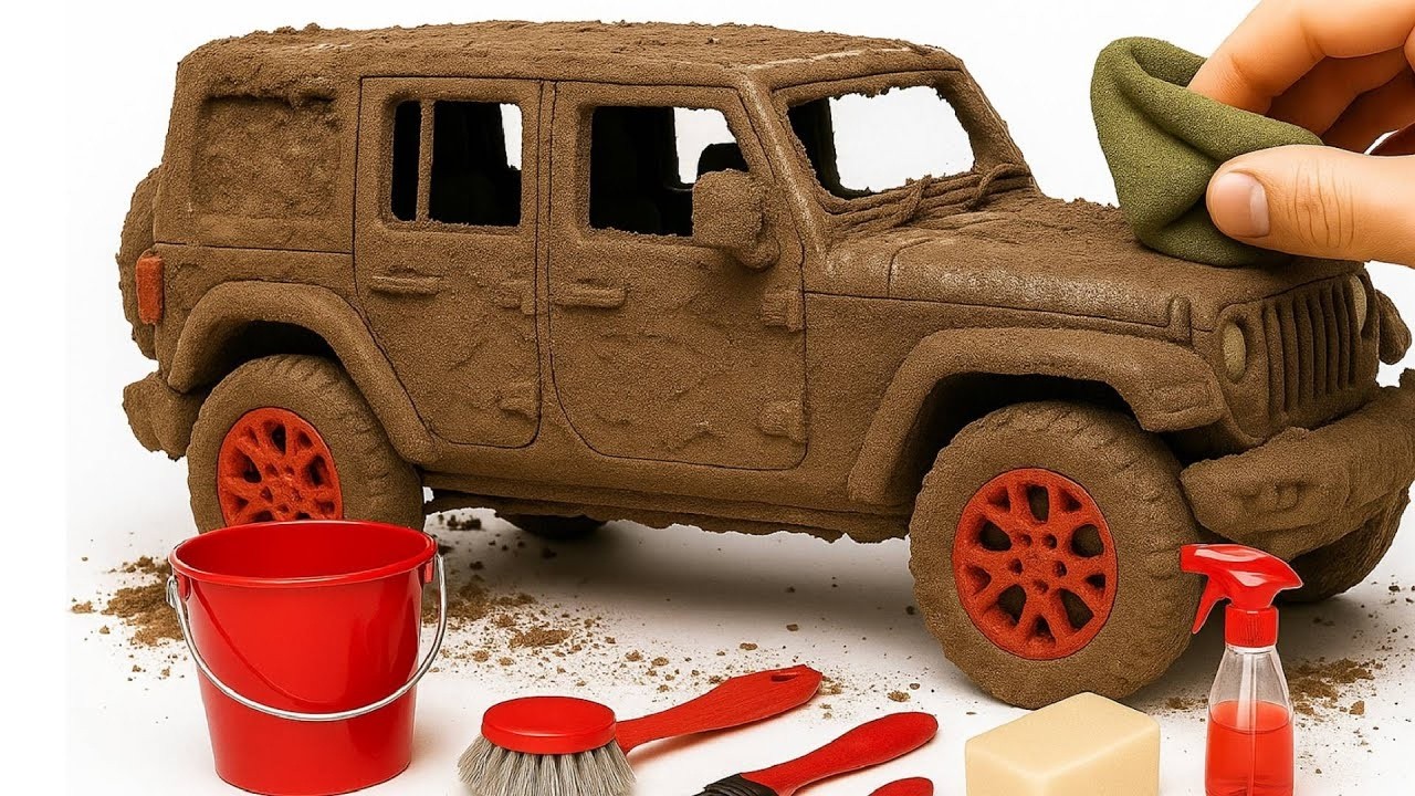 Super Realistic Cleaning of a 1:18 Jeep Wrangler Rubicon After a Heavy Flood & Mud Chaos Ride