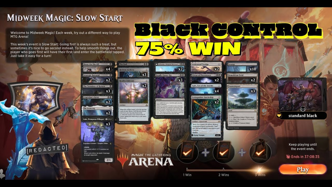 MIDWEEK MAGIC: Slow Start ⚫BLACK CONTROL⚫ Magic Arena | NO EDIT