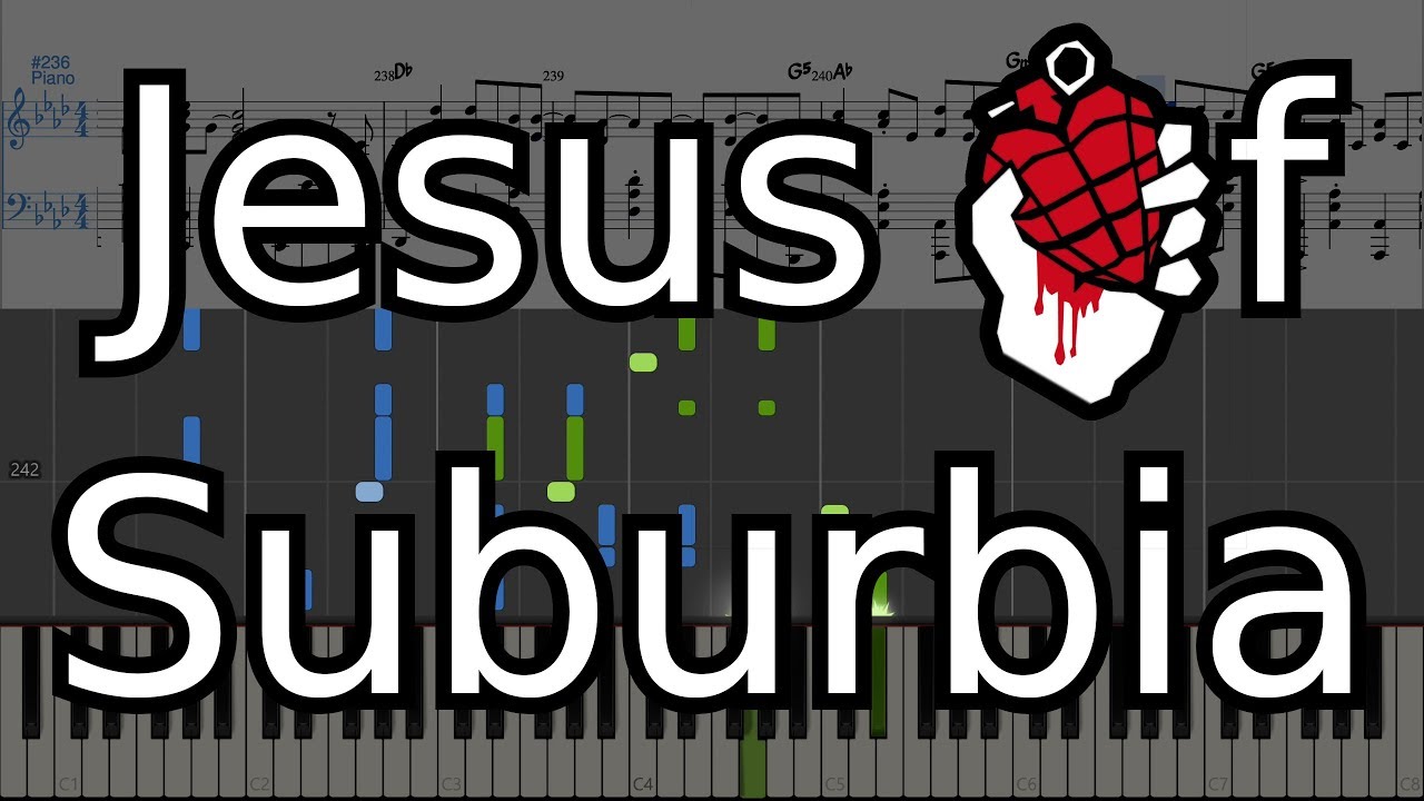 Jesus of Suburbia - Green Day Piano Cover Synthesia Tutorial