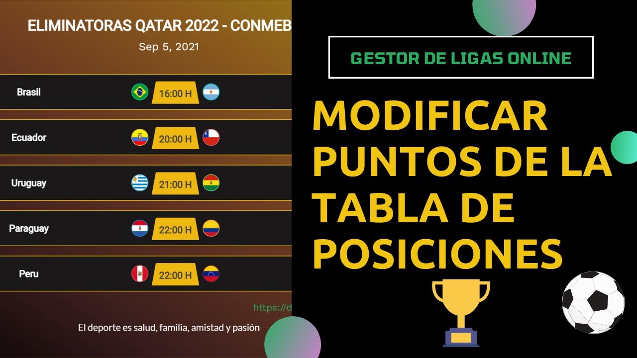 Agregar o quitar puntos a la tabla de posiciones de un torneo de fútbol online.