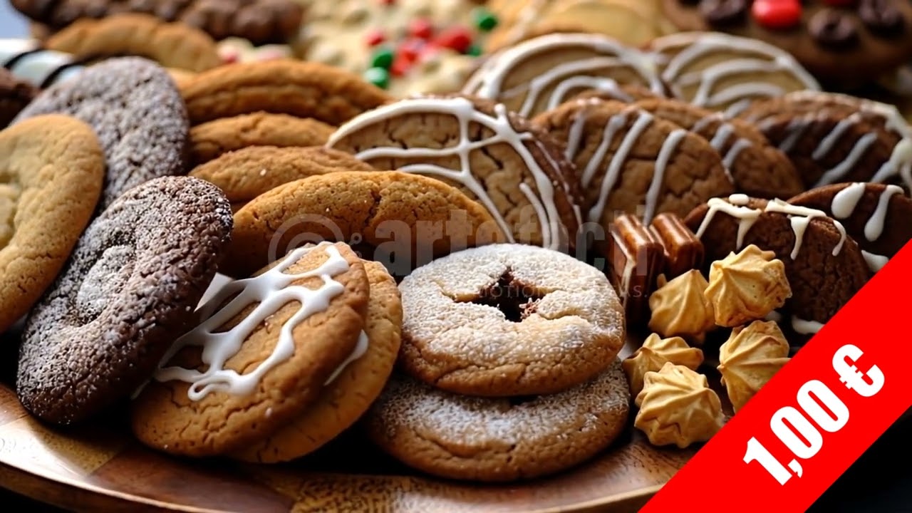 Close-Up of Assorted Christmas Cookies on Wooden Platter | HD Stock Footage
