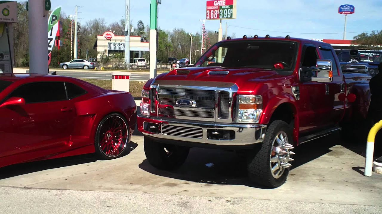 1st Donk on 30s, Widebody Camaro on 26s, Harley truck on 30s, F350 Dually CAR SHOW! HD