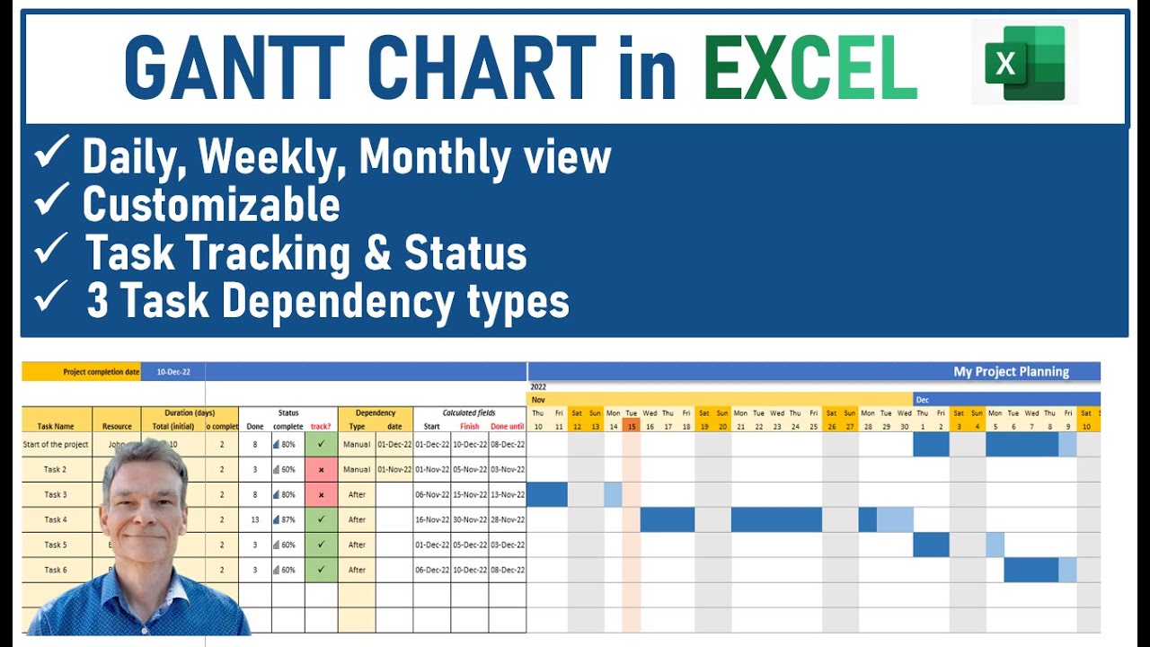 STEP by STEP EXCEL to GANTT CHART | Scheduling Project Management tool | No need for MS Project