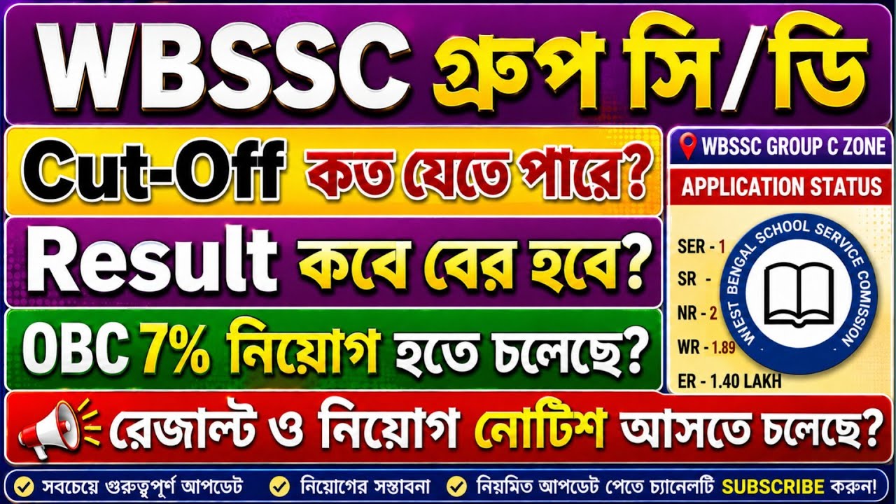 🛑WBSSC ক্লার্ক ও ডি রেজাল্ট || Wbssc Result update 2026|| Wbssc Group c& d expected cut-off || 