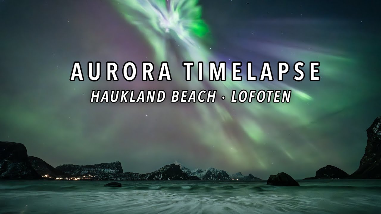 Northern Lights Over Haukland Beach, Lofoten | Aurora Borealis Norway 4K