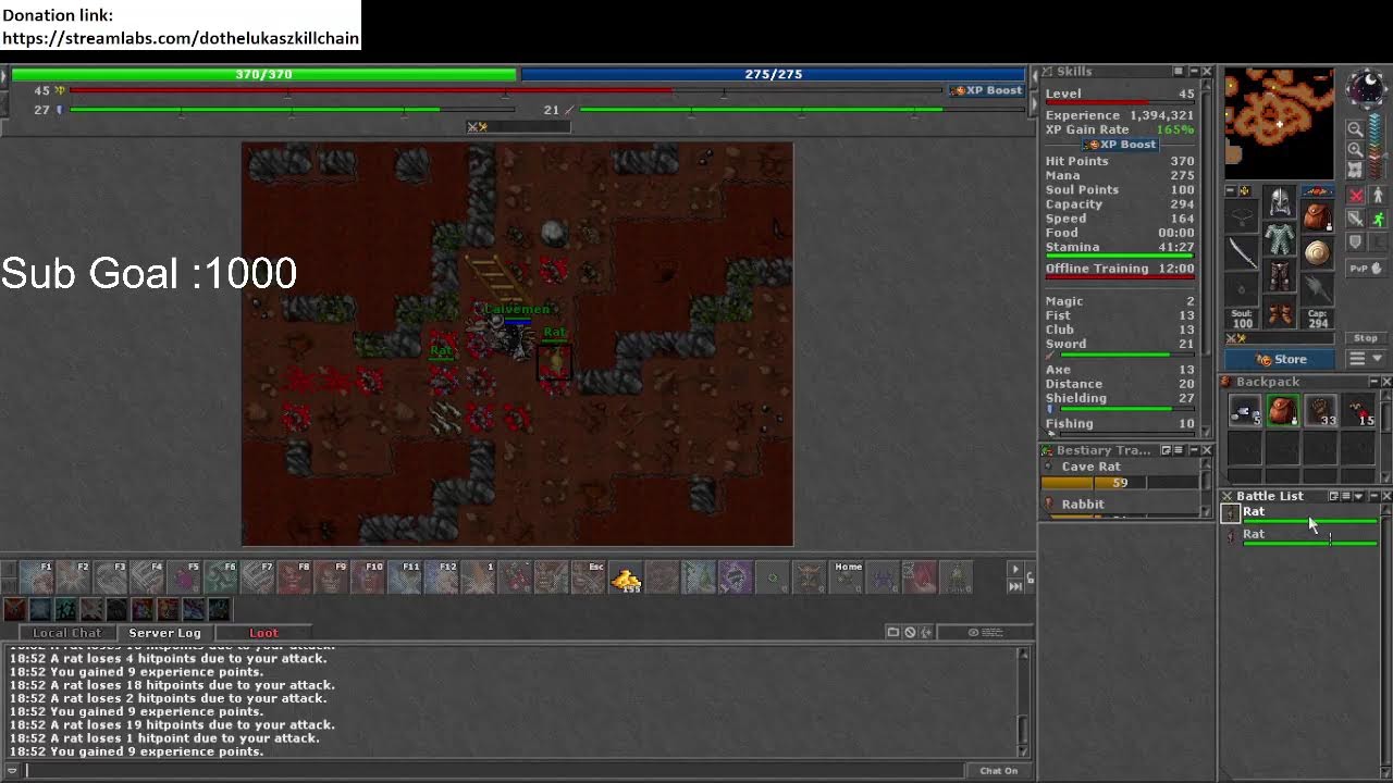Tibia Grind to Level 300 Elite Knight / farming imbue Items (Yovera)