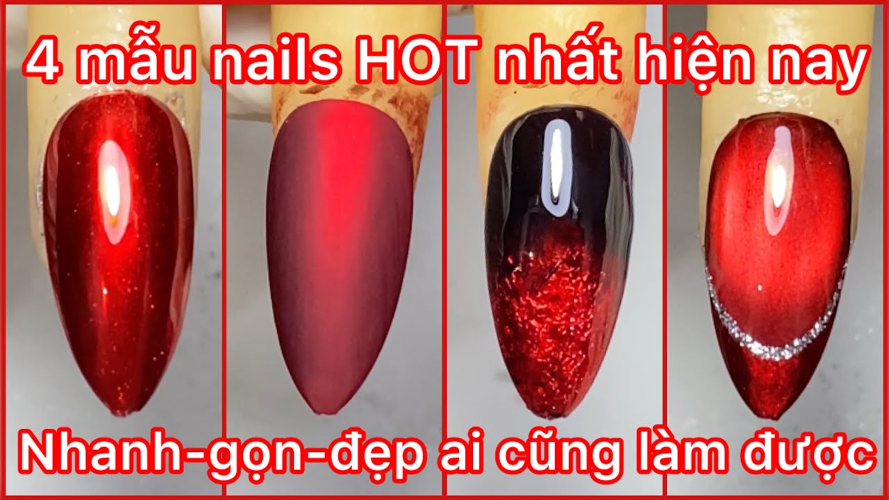 Cách design 4 mẫu nails màu đỏ thịnh hành nhất hiện nay không cần vẽ