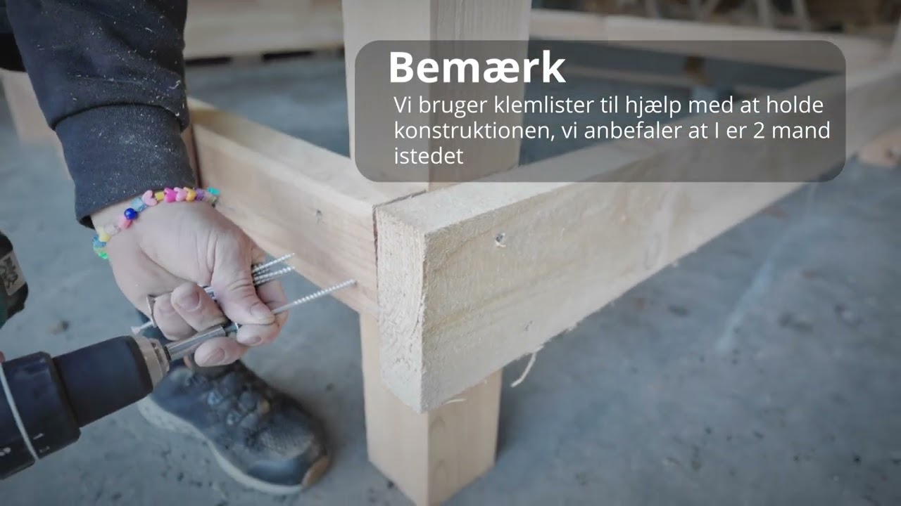 Gavlrejsning og krydsm&aring;l i et Mini shelter fra Oksb&oslash;l Savv&aelig;rk & Tr&aelig;last