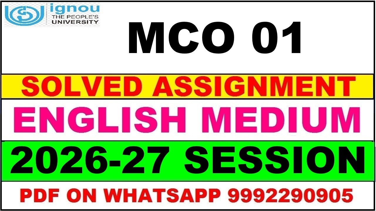 MCO 01 solved assignment 2026-27 in English || MCO 1 solved assignment 2027 || MCO1 2026-27