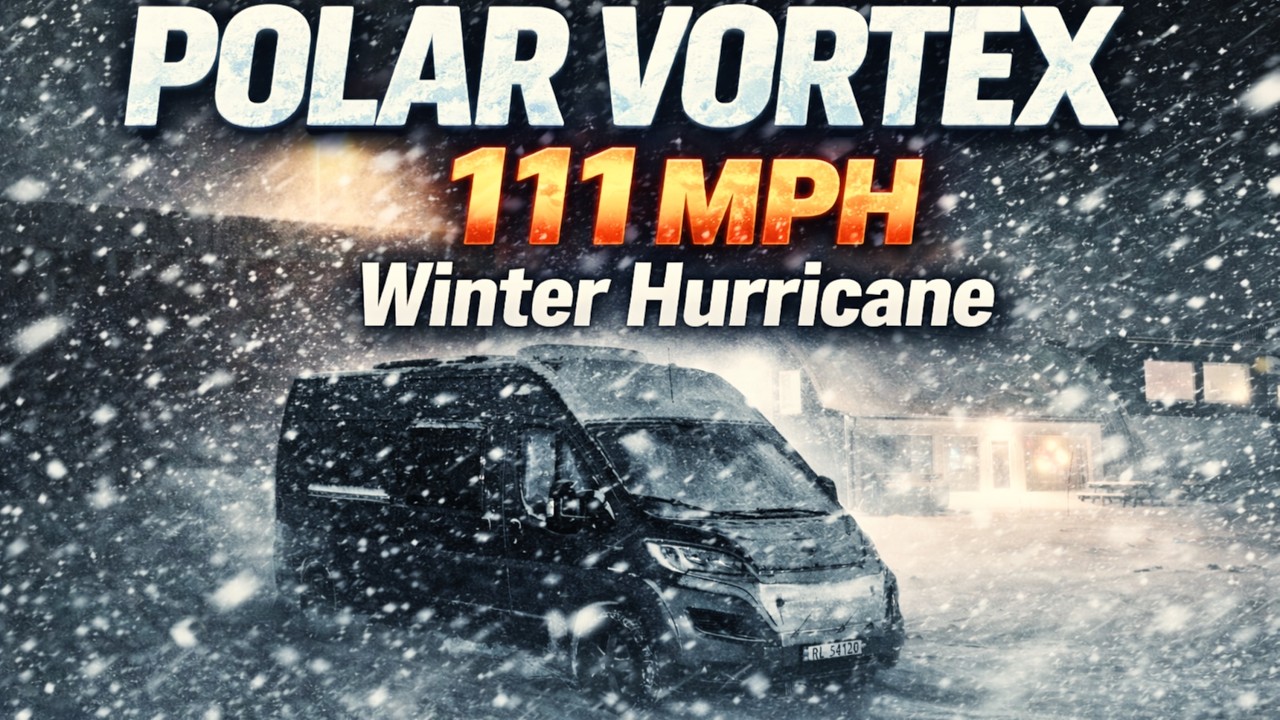 Surviving BLIZZARD HURRICANE in Van. Shelter from POLAR VORTEX. Van Life Snow Storm WINTER CAMPING