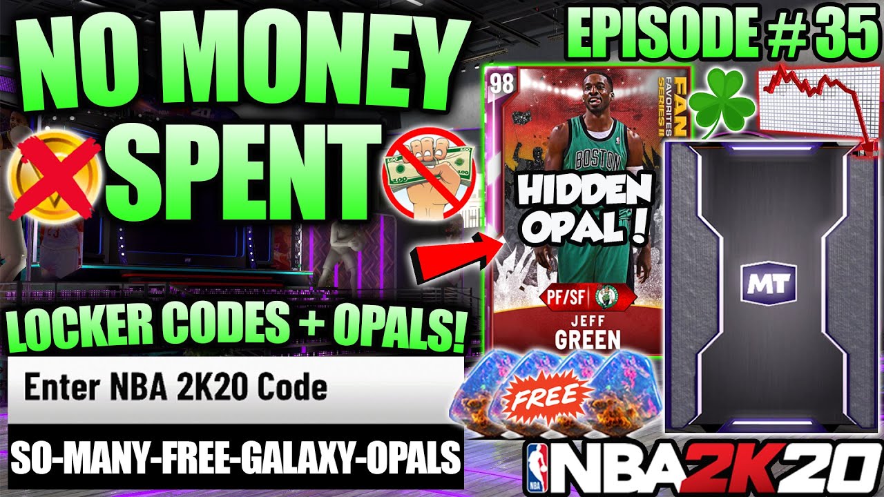 NBA 2K20 NO MONEY SPENT #35 - WE GOT SO MANY FREE GALAXY OPALS, LUCKY PACKS + LOCKER CODES IN MYTEAM