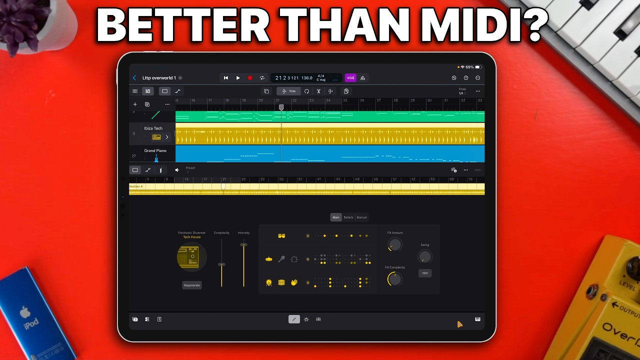 Logic Pro для iPad: объяснение функции Session Drummer.