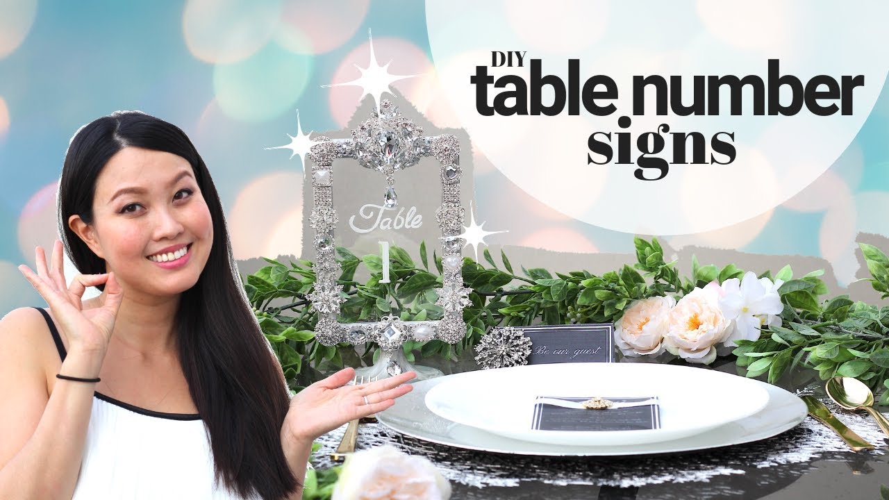 DIY Wedding Decoration || BLING TABLE NUMBER SIGN || easy & glamorous