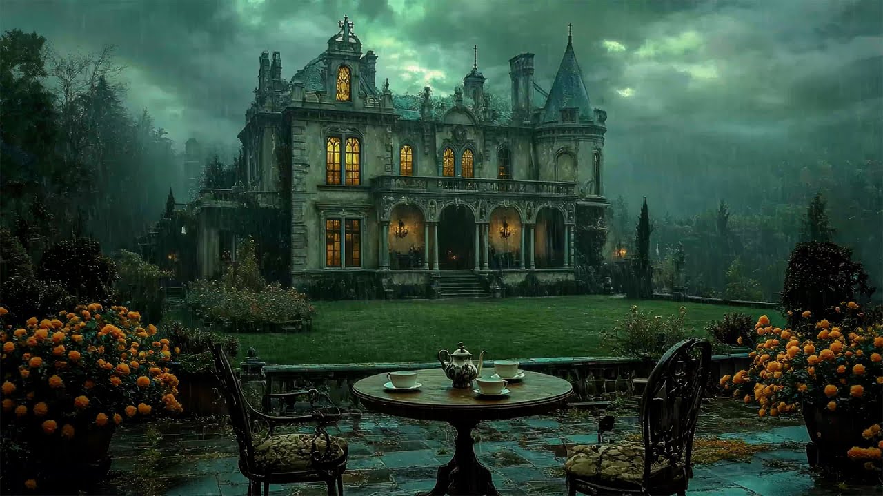 Rainy Gothic Manor at Night | Dark Academia Music for Study & Reflection | Melancholic Piano Mood