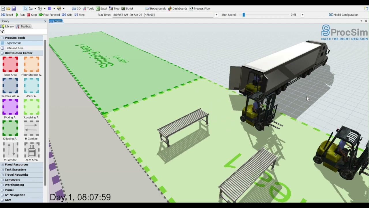 Réalisation d'un modèle de simulation 3D pour un futur entrepôt