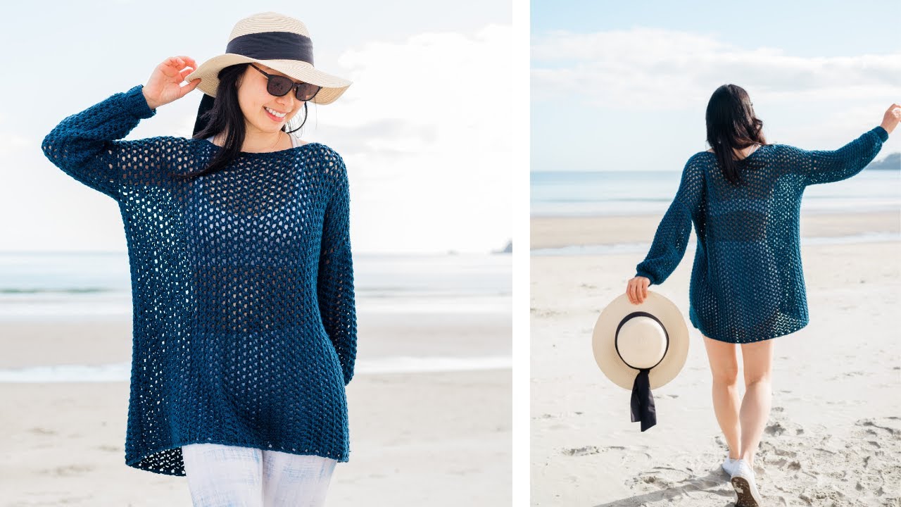 Crochet Summer Beach Cover Up | Mesh Summer Sweater Tutorial