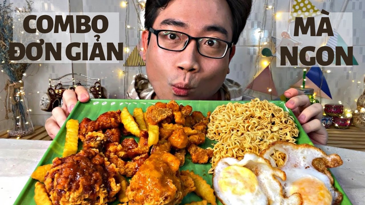 Combo Đơn Giản Mì Trộn Mix 2 Loại Siêu Ngon Ăn Cùng Gà Rán Sốt Phô Mai Và Sốt Siêu Cay Bao Hấp Dẫn