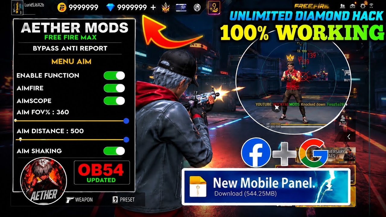 OB54 FREE FIRE MOD MENU | UNLIMITEDMATCH PLAY |ALL SERVERS |FF MODMENU APK 2026 ✅
