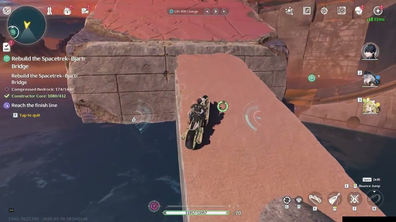 Wuthering Waves Fangspire Chasm Motorbike Parkour Jumping Challenge