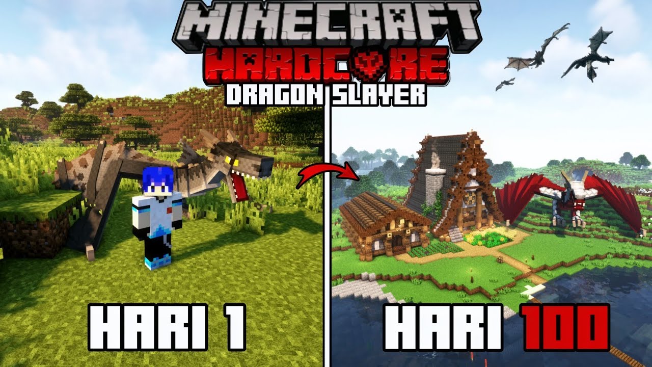 100 Hari di Minecraft Hardcore Pemburu Naga