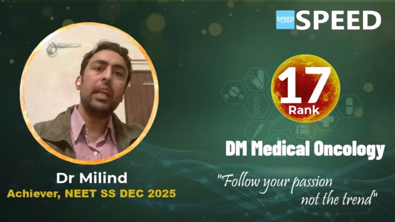 NEET SS Dec 2025 Rank 17 | Dr. Milind | DM Medical Oncology | SPEED |