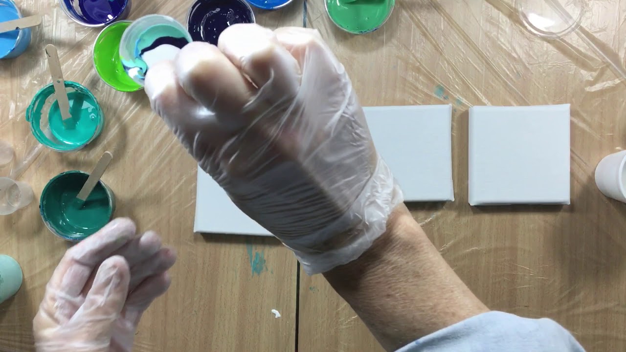 ( 354 ) Acrylic pouring 3 10cm x 10 cm minis