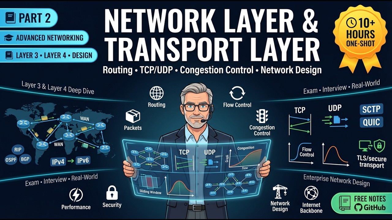 Computer Networks One Shot – Part 2 | Network Layer, Transport Layer & Routing (10+ Hours)