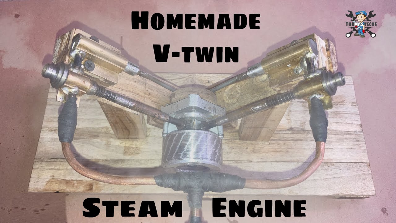 V-twin steam engine ll Homemade steam engine