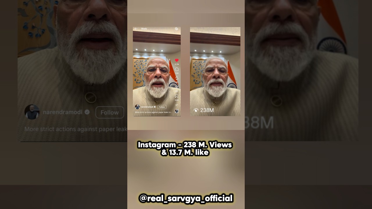 A selfie video posted by PM Modi at midnight has got 😱#shorts