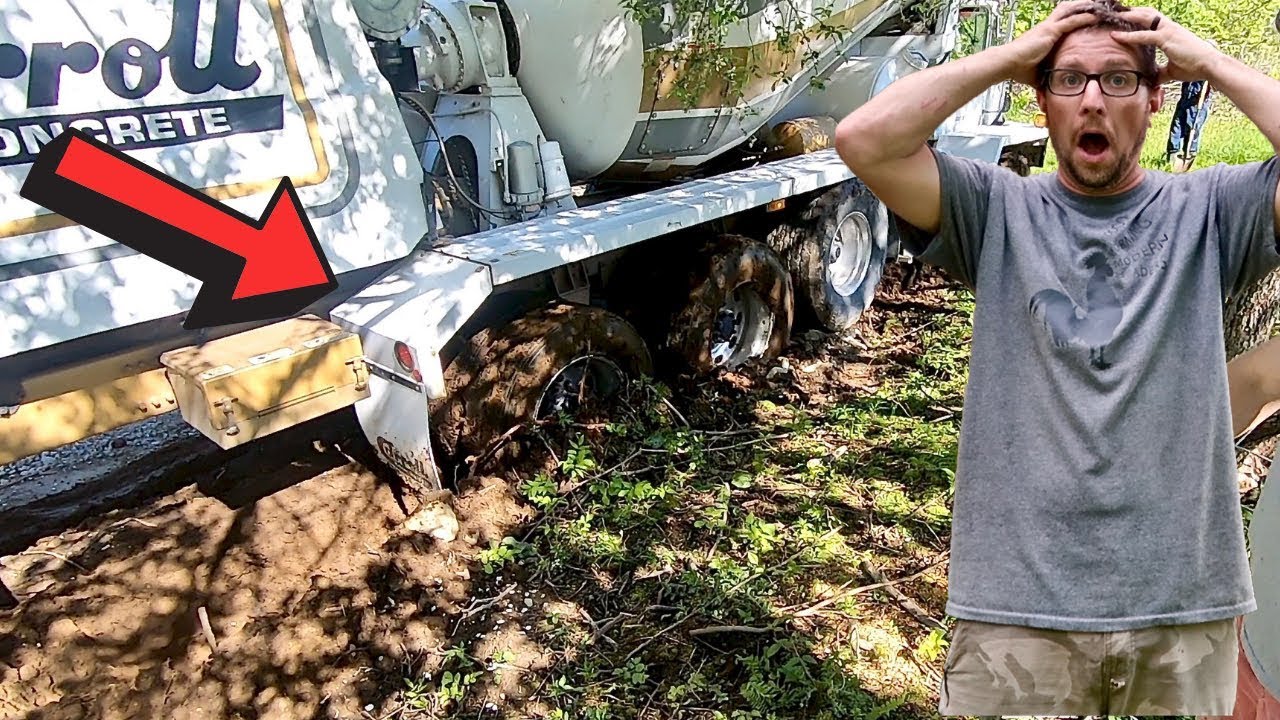 We Got an 80,000 Pound Concrete Truck STUCK! Pouring a Foundation for our Barn #11
