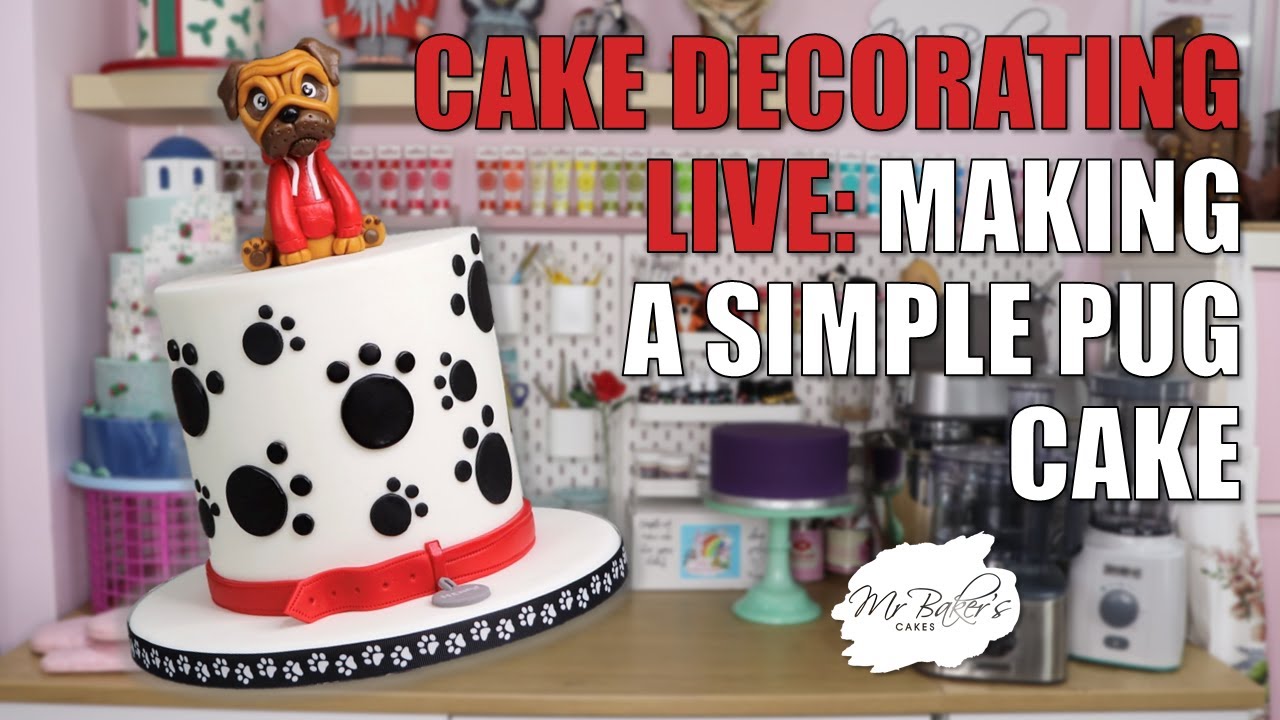 Cake Decorating LIVE! | Making a Simple Pug Cake | Puppy Cake Tutorial | Dog Cake | How to | Cute