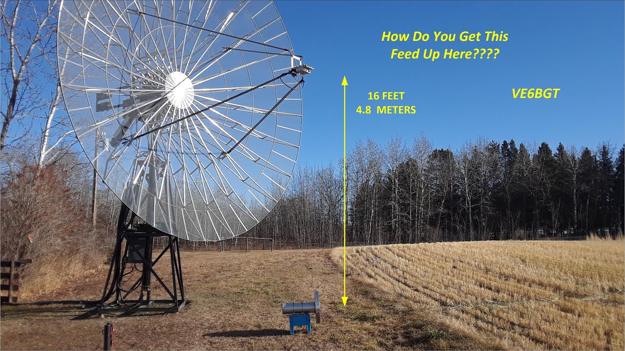 Moonbounce EME Dish Feed Install with the Elevator