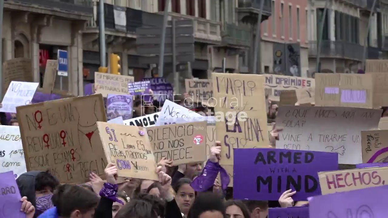 Thousands Of Students Protest In Barcelona Against Gender Violence