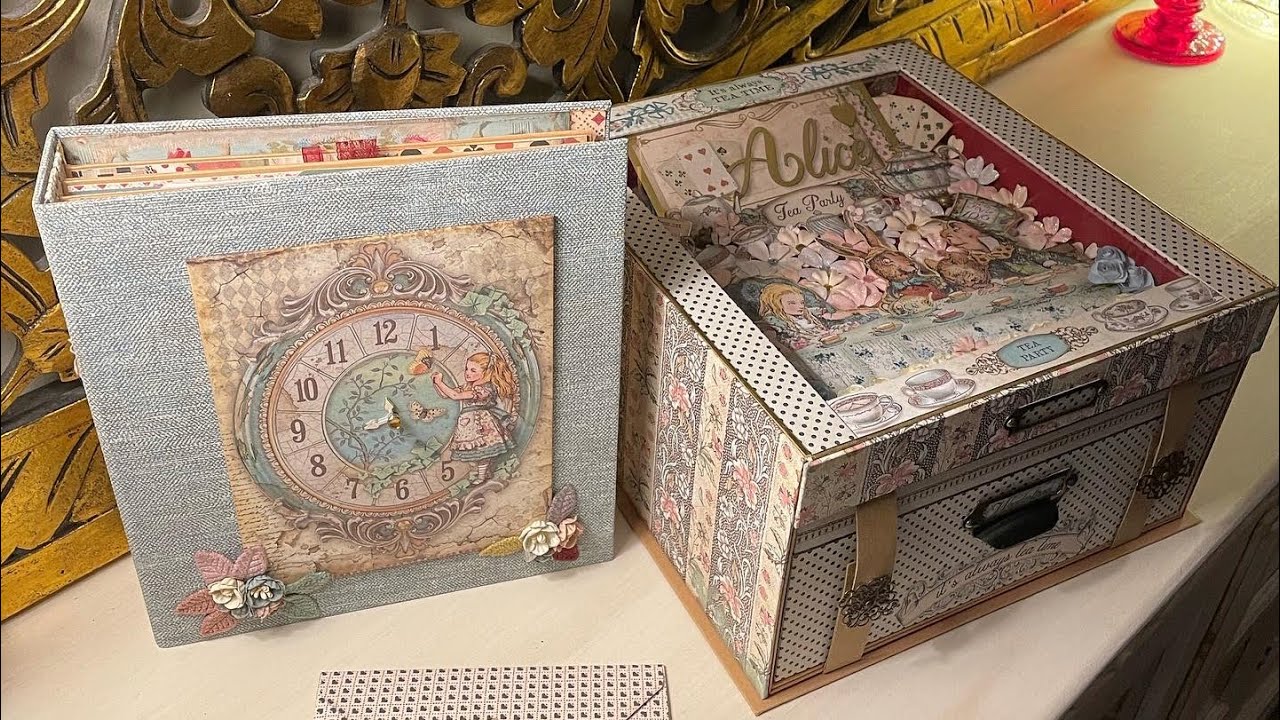 Caja con Álbum Scrap “Tea Party”Alicia en el País de las Maravillas